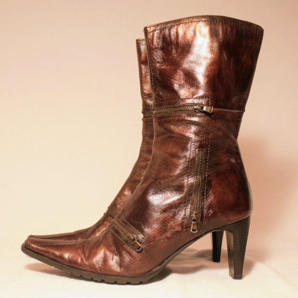 Zita Maria Brown Metallic Leather Boots - Picture 5 of 8